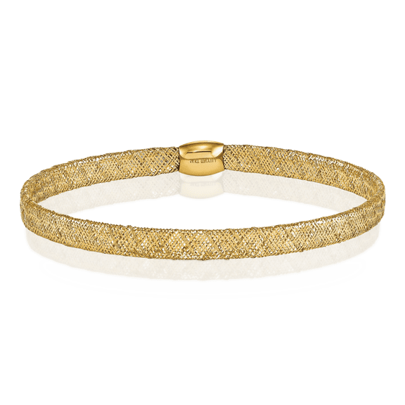 14K Solid Yellow Gold Stretch Bangle Bracelet