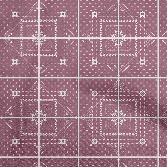 oneOone Cotton Flex Pink Fabric Asian Tile Diamond Quilting Supplies Print Sewing Fabric By The Yard 40 Inch Wide