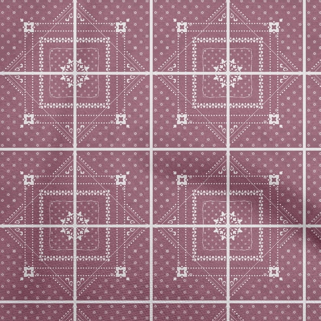 oneOone Georgette Viscose Pink Fabric Asian Tile Diamond Craft Projects Decor Fabric Printed By The Yard 42 Inch Wide