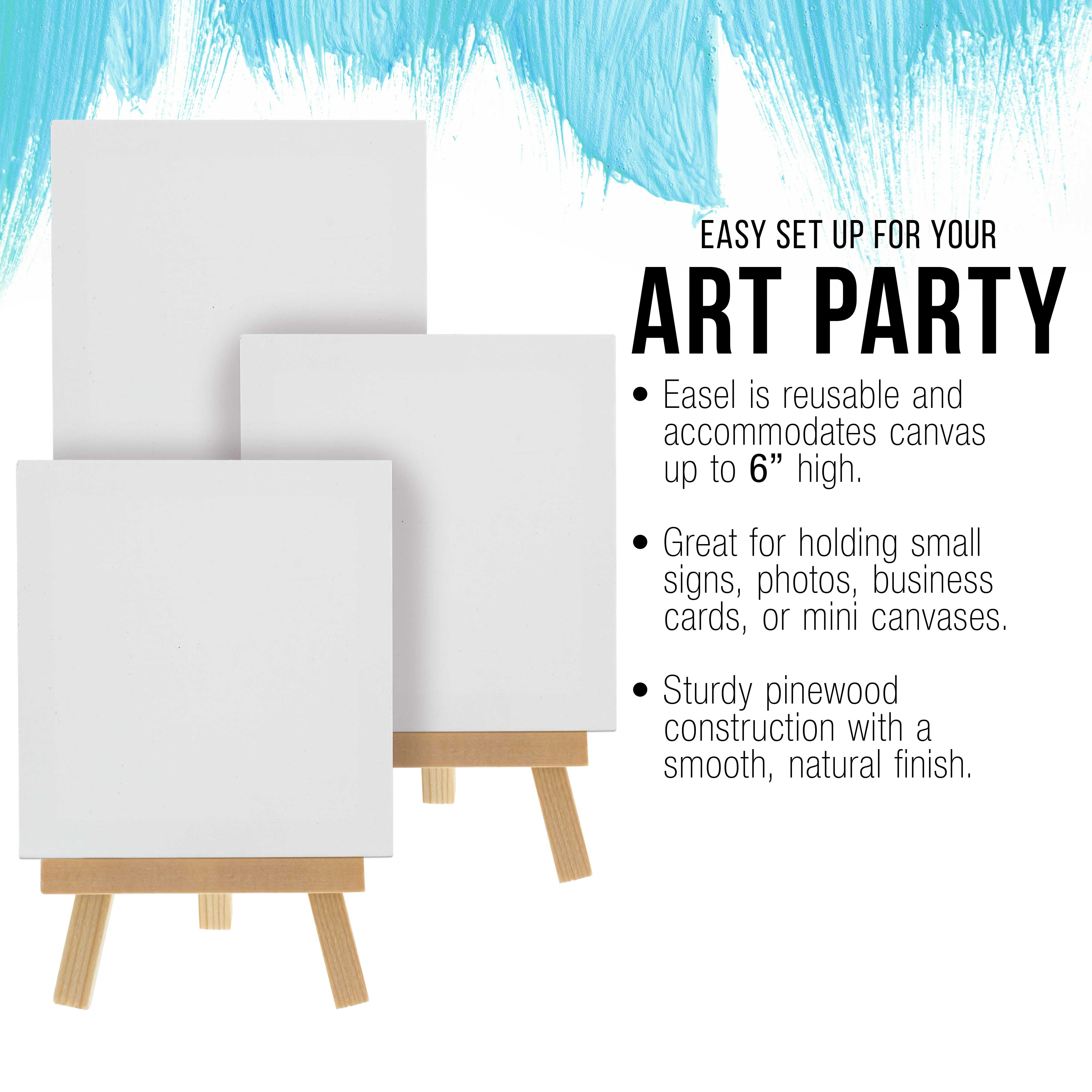 12 Pack U.S. Art Supply 5" x 5" Stretched Canvas with 8" Mini Natural Wood Display Easel Kit, Artist Tripod Table Stand