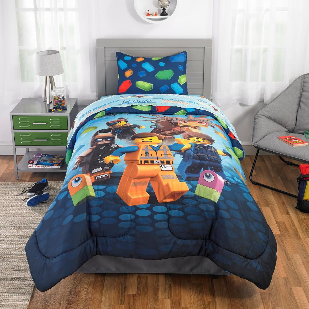 The Lego Movie 2~Twin 5Pc Bed Set with Bonus Tote & Character Pillow 