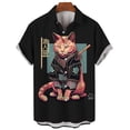 thumbnail image 5 of Camisas japonesas de gato bushido para hombres, ropa con estampado 3D, camisas hawaianas de playa, blusas de manga corta Y2K, ropa vintage, blusa con solapa, 5 of 5