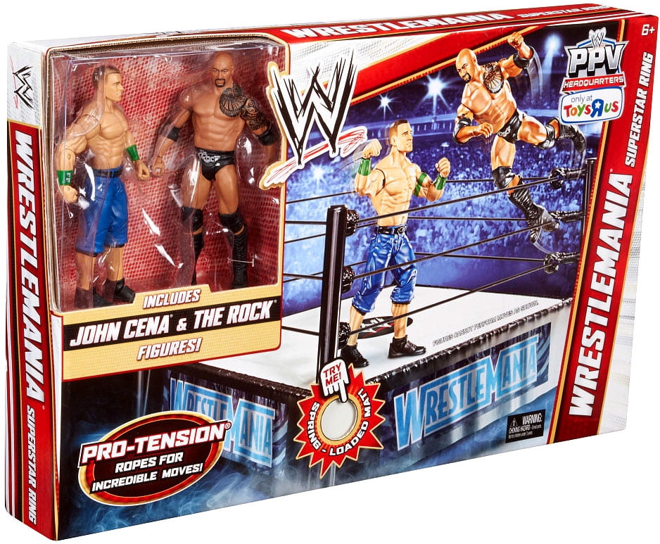 Mattel Wrestlemania Superstar Ring Action Figure Playset John Cena The Rock Walmart Com Walmart Com