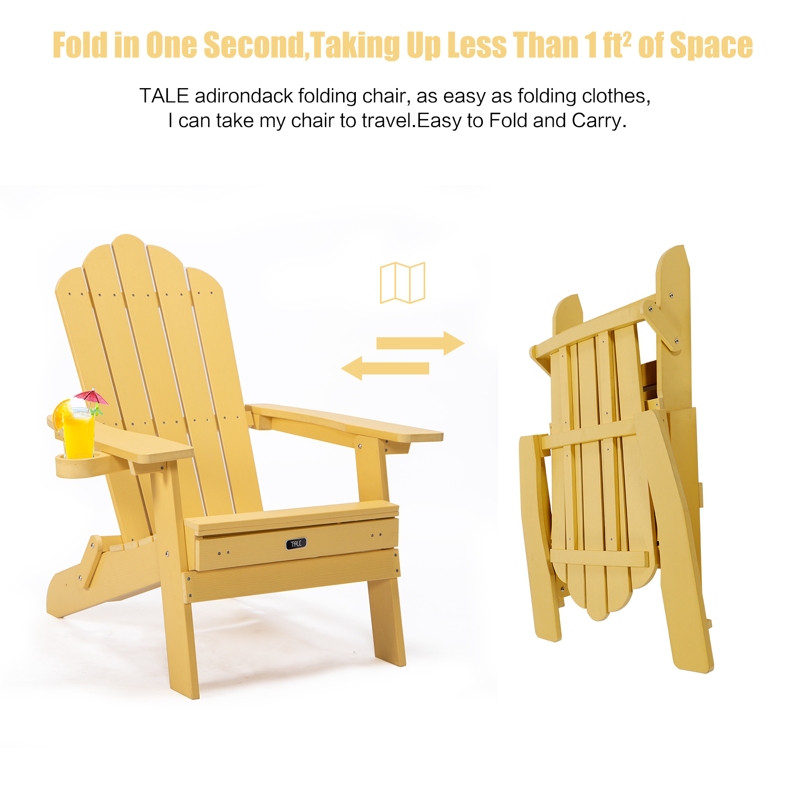 Wood Outdoor Adirondack Chair, Adirondack Chairs Folding Outdoor Patio Chairs, Wooden Accent Lounge Furniture for Yard, Patio - image 5 of 10