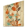 thumbnail image 2 of Designart 'Orange and Green Wildflowers III' Modern Print on Natural Pine Wood, 2 of 5