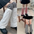 thumbnail image 5 of Milue Womens Striped Leg Warmers Long Socks Ruffle Leggings Winter Socks Boot Cover, 5 of 21