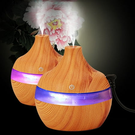 

OUTAD Aromatherapy Essential 300ml Wood-grain Ultra Quiet Cool Mist Humidifier With Colorful LED Light Changing