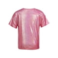 thumbnail image 2 of Runhomal Girls Boys Shiny Metallic Short Sleeve T-Shirt Modern Dance Jazz Hip Hop Top Performance Top Rose Red 150, 2 of 7