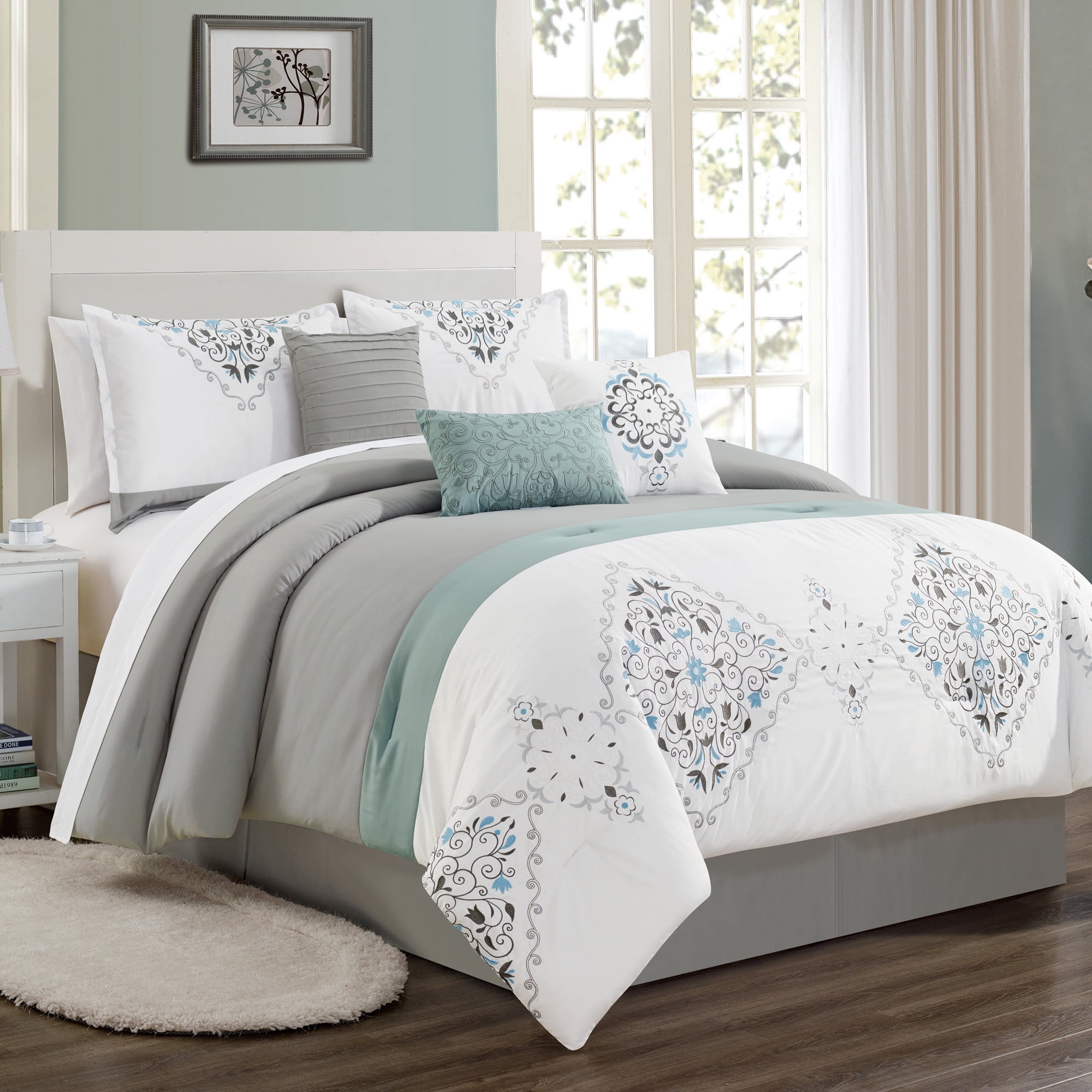 Zayn embroidery 7 piece comforter set 21238 Queen - Walmart.com - Walmart.com