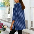 thumbnail image 5 of XPMWRP Women's Polka Dot V Neck Tunic Top 3/4 Sleeve Loose Fit Casual Blouse Flowy Longline Shirt for Daily Wear Blue XXL, 5 of 6