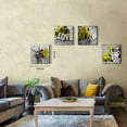 thumbnail image 3 of Yellow Rose Canvas Wall Decor for Living Room Bedroom Black and White Flower Prints Wall Art 16x16 4Pcs/Sets Couples Love Sign Paintings Pictures Bathroom Accessories Modern Artwork Home Decorations, 3 of 6