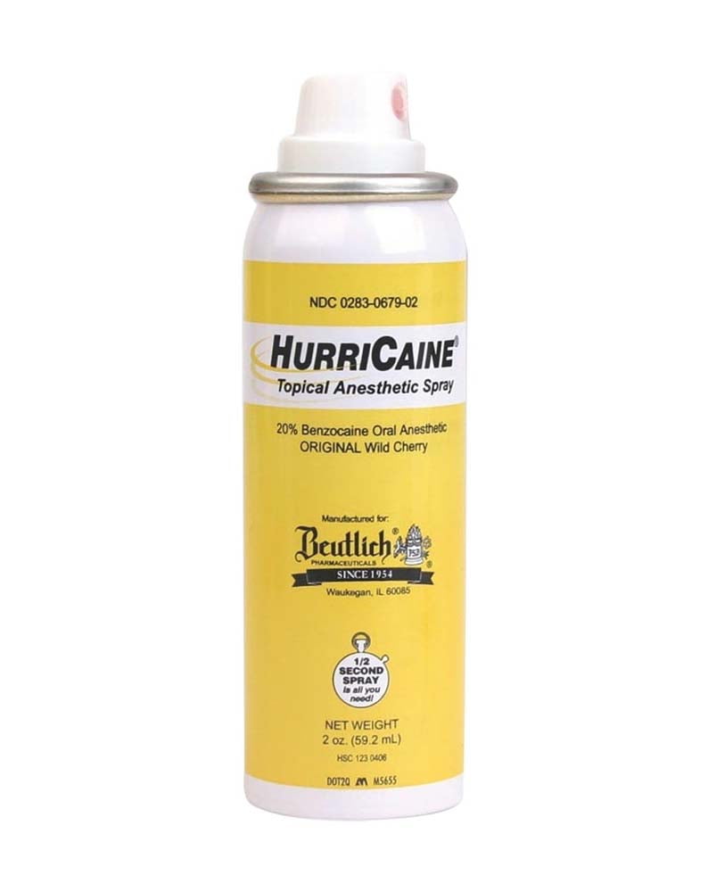 HurriCaine Wild Cherry Topical Benzocaine 20% Oral Anesthetic Spray, 2 Oz.