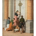 thumbnail image 2 of Christoffer Wilhelm Eckersberg 20x22 Black Ornate Framed Double Matted Museum Art Print Titled: Devotion by the Holy Door of St. Peter's Basilica (ca. 1814), 2 of 5
