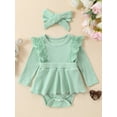 thumbnail image 2 of Suealasg Baby Girls Outfit 3 6 9 12 Months 2Pcs Newborn Girl Spring Clothing Infant Girls Lace Fly Sleeve Romper Dress + Headband Set, 2 of 9