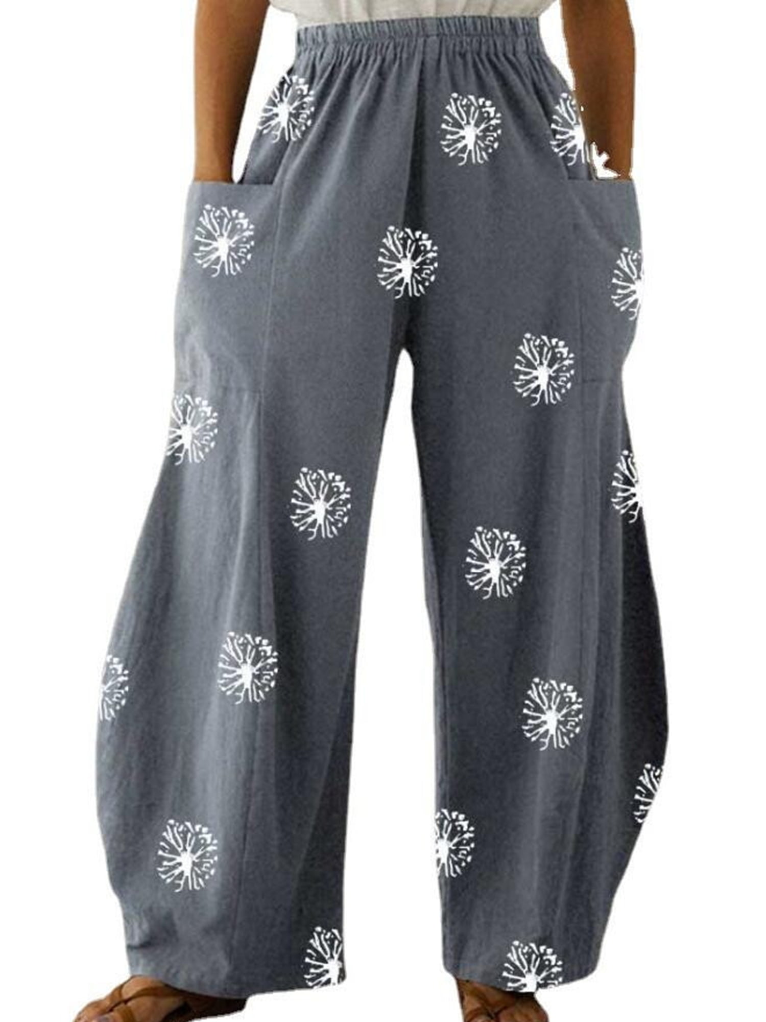 Buy GEMEIQ Womens Casual Plus Size Floral Printed Ruched Loose Wide Leg  Pants Summer Loose Bohemian Trousers Multicolor 4XLarge at Amazonin