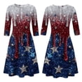 thumbnail image 6 of BOMYJESK Women's 250th Anniversary USA Flag Floral Maxi Dresses American Flag Floral Independence Day Art Print Summer Dresses 4th July A-Line Dress Elegant Classy Party Apparel Red M, 6 of 7