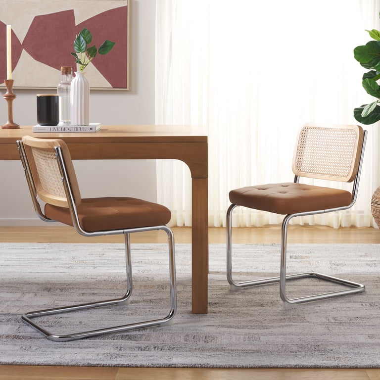 SAFAVIEH Coralia Industrial PU Solid Dining Side Chair, Cognac