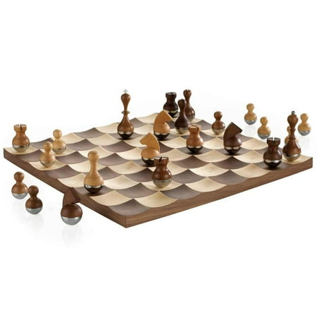 Umbra Wobble Chess Set Wooden Curvy Modern Collectors Gift Wood Umbra Wobble Chess Set Wooden Curvy Modern Collectors Gift Wood Board Home Decor