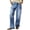 Blue, variant on Women's Low Rise Straight Leg Jeans, Casual Multi Pocket Denim Pants, Stretchy Baggy Fit Jeans for Everyday Wear, Versatile Styling and Daily Outfits Blue L