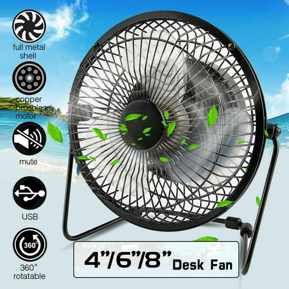 Laptop Mini 4inch Fan Portable Office Home USB Silent Metal Cooler 360° Rotating 