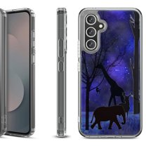 Shockproof Protective Phone Case Cover for Samsung Galaxy S25 FE, by OneToughShield - Midnight Safari