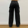 thumbnail image 4 of Brglopf Womens Rhinestone Jeans Baggy Y2K High Waisted Straight Wide Leg Cargo Jean Trousers Sparkly Bling Glitter Denim Pants with Pockets Black XL, 4 of 5