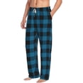 thumbnail image 2 of Xecao Blue Black Plaid Men's Straight Lounge Pajama Pants: The Ultimate in Comfortable Sleepwear, 2 of 9