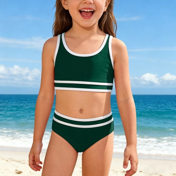 Girls Two Piece Swimsuits Adjustable Bikini for Girls Comfortable Soft Swimwear with Removable Cups Beach Pool Two Piece Bathing Suit
