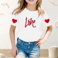 thumbnail image 2 of JAJAHO Girls Cute Graphic T Shirts For Kids Heart Love Letter Printed Casual Short Sleeve Crewneck Relaxed Fit Tees 2-13 Years Valentine's Day Stylish Tops, 2 of 4