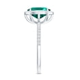 thumbnail image 3 of Rosec Jewels Classic Created Emerald Ring with Diamond Halo for Women (AAAA Quality), 925 Sterling Silver, US 5.50, 3 of 8