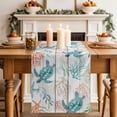 thumbnail image 2 of Table Runner - 108 Inch Long, Teal Red Coastal Kitchen Dining Table Runner Dresser Scarves, Beach Nautical Sea Turtle Coral Starfish Vintage Farmhouse Decor for Coffee Tables Wedding Party Banquet, 2 of 8