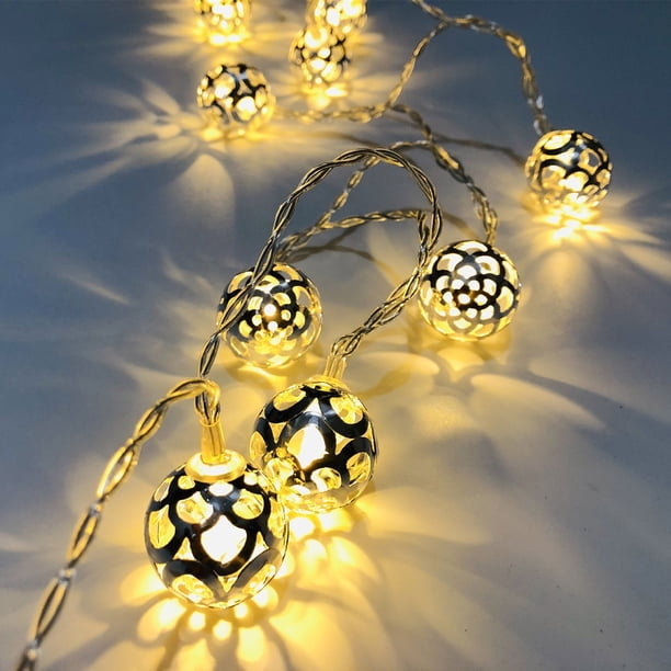 Xihbxyly Guirnalda de Luces con Diseño Marroquí, Luz Blanca Cálida Festiva y Cambio de Color, Funciona con Pilas, Decoración Navideña para Interiores y Exteriores, para Navidad, Halloween y Acción de