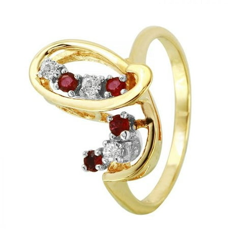 Foreli 0.29CTW Diamond And Ruby 14K Yellow Gold Ring