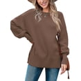 thumbnail image 2 of MOSHU Crewneck Sweaters for Women Drop Shoulder Long Sleeve Tops Side Slit Oversized Pullover Sweaters, 2 of 9