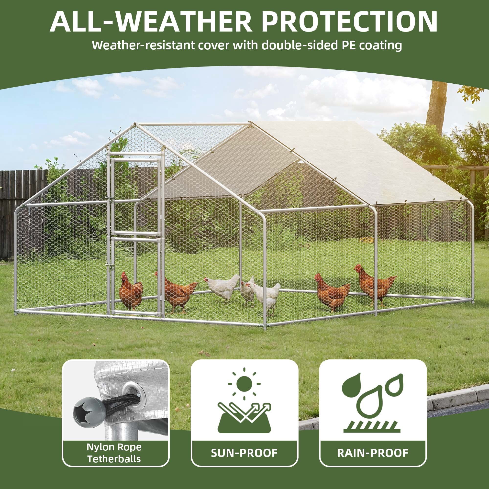 Uforic 13.1 x 9.8 x 6.4 ft ( 157.48" x 118" x 76.8" ) Outdoor Dog Kennel Outside Large Heavy Duty Shade Dog Pen Playpen Pet Dog Enclosure Crate Dog Run House with Anti-UV Cover