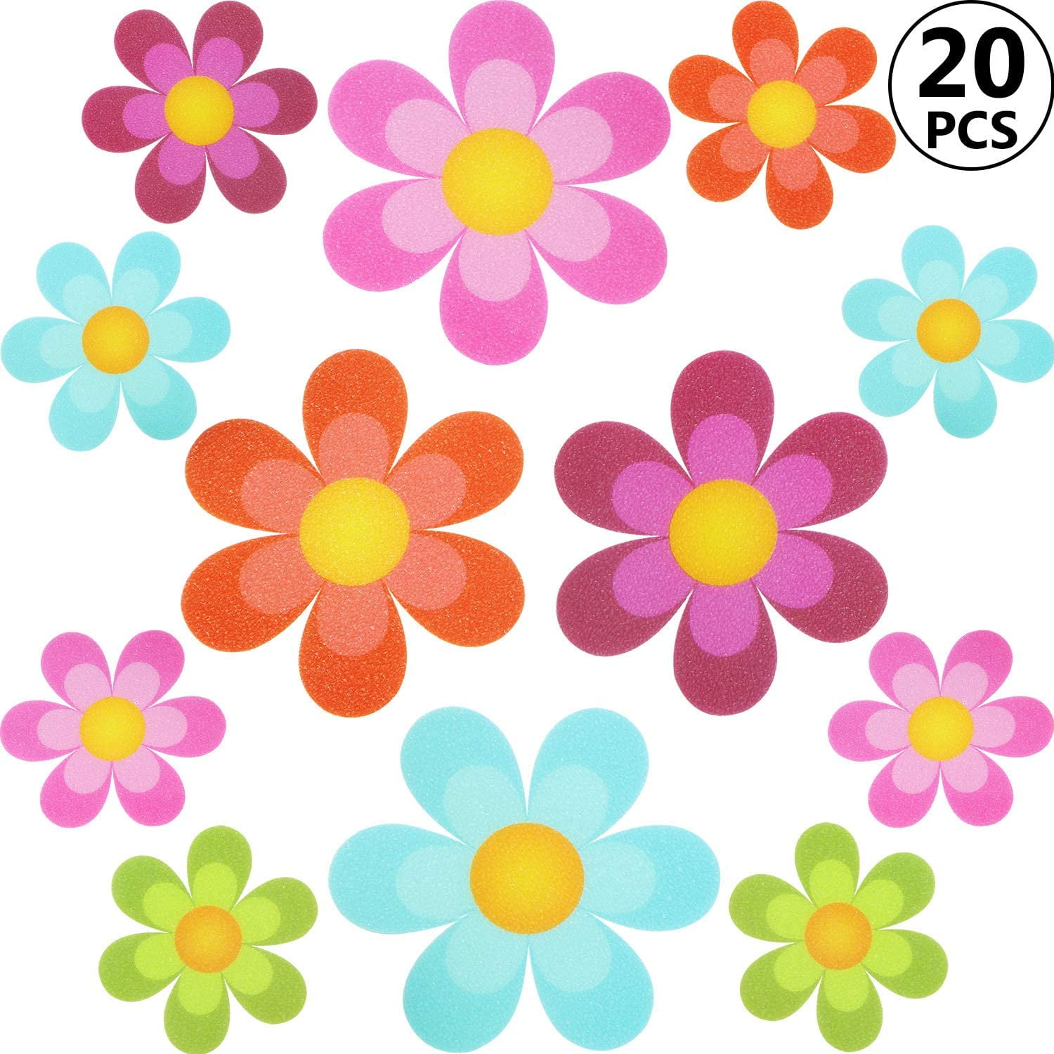 20 Non Slip Flower Stickers Decals Tape Mat for Bath Tub Stairs Shower Appliques 