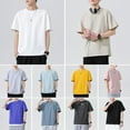 thumbnail image 4 of Camiseta de manga corta para hombre, cuello redondo, algodón liso, informal, 4 of 8