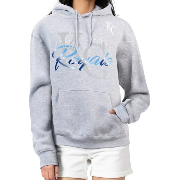 Women's G-III 4Her by Carl Banks Heather Gray Kansas City Royals Shadow Logo Graphic Pullover Hoodie