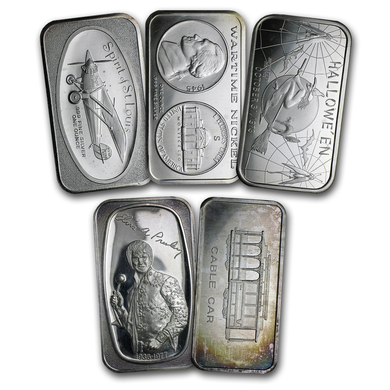 10 One Gram .999 pure Silver Collectable Art Bars with random designs in a jewelry pouch 