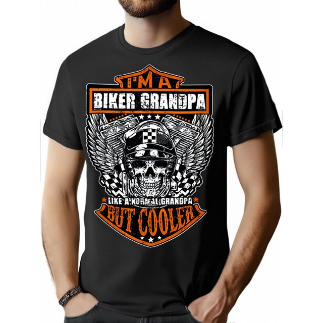 Frais Grand-Papa sur un T-Shirt Graphique Moto pour Hommes - Coton Doux, Col Rond, Manches Courtes, Coupe Décontractée, Respirant et Extensible, Non Transparent - Idée Cadeau Parfaite, T-Shirt Sportif Décontracté