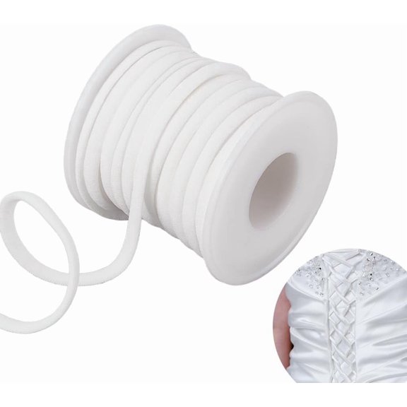 11 Yards Women's Tie Back for DIY Wedding Bridal Gown 0.2 Inch Adjustable Lace up Dress Cord Back Corset Ribbon Replacement Extender Zipper Replacement for DIY Prom Dresses White