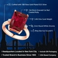 thumbnail image 2 of Gem Stone King 18K Rose Gold Plated Silver Red Created Ruby Ring for Women (5.06 Cttw, Emerald Cut 14x10MM, Gemstone July Birthstone, Size 6), 2 of 5