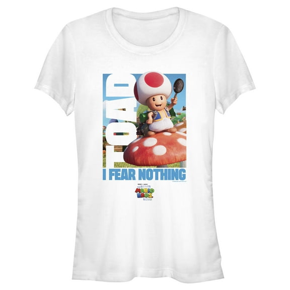 Junior's The Super Mario Bros. Movie Toad I Fear Nothing  Graphic Tee White Large