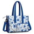 thumbnail image 2 of Teacher Tote Bag,Pioneer Flower Floral Print Pattern Teacher Utility Tote Bag,Large Work Tote Bags for Women with Multiple Pockets,Top Zipper Closure,13.8x10.6x6.7 Inch, 2 of 5