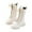 White, variant on ZACPNCV Girls Lace Up Mid Calf Boots Fashion Round Toe Side Zipper Sole Punk Goth Boot for Toddler White