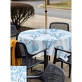 thumbnail image 5 of Outdoor Tablecloth with Umbrella Hole for Patio/Picnic/Party/Camping, Blue Ombre Hot Air Balloon Waterproof Table Cloth Square Cover Washable, Modern Balloon Float Clouds (54"x 54"), 5 of 8