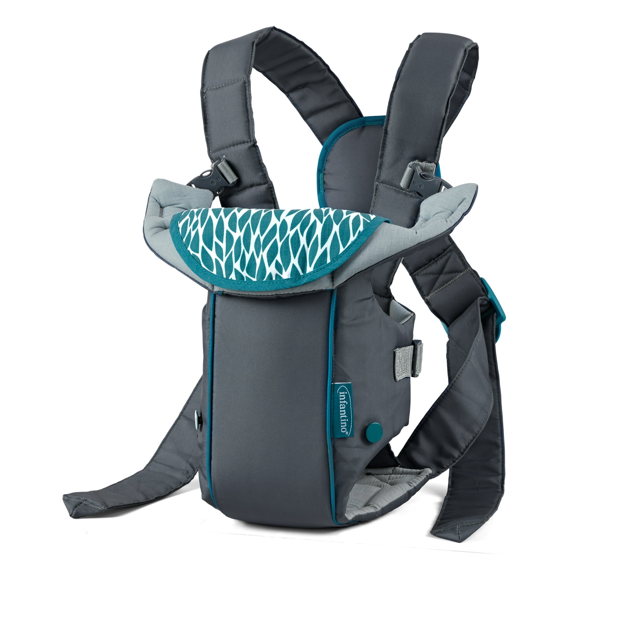 Infantino Swift Classic Baby Carrier with Pocket and Wonder Cover Bib, 2-Position, Unisex, 8-25 lb, Gray