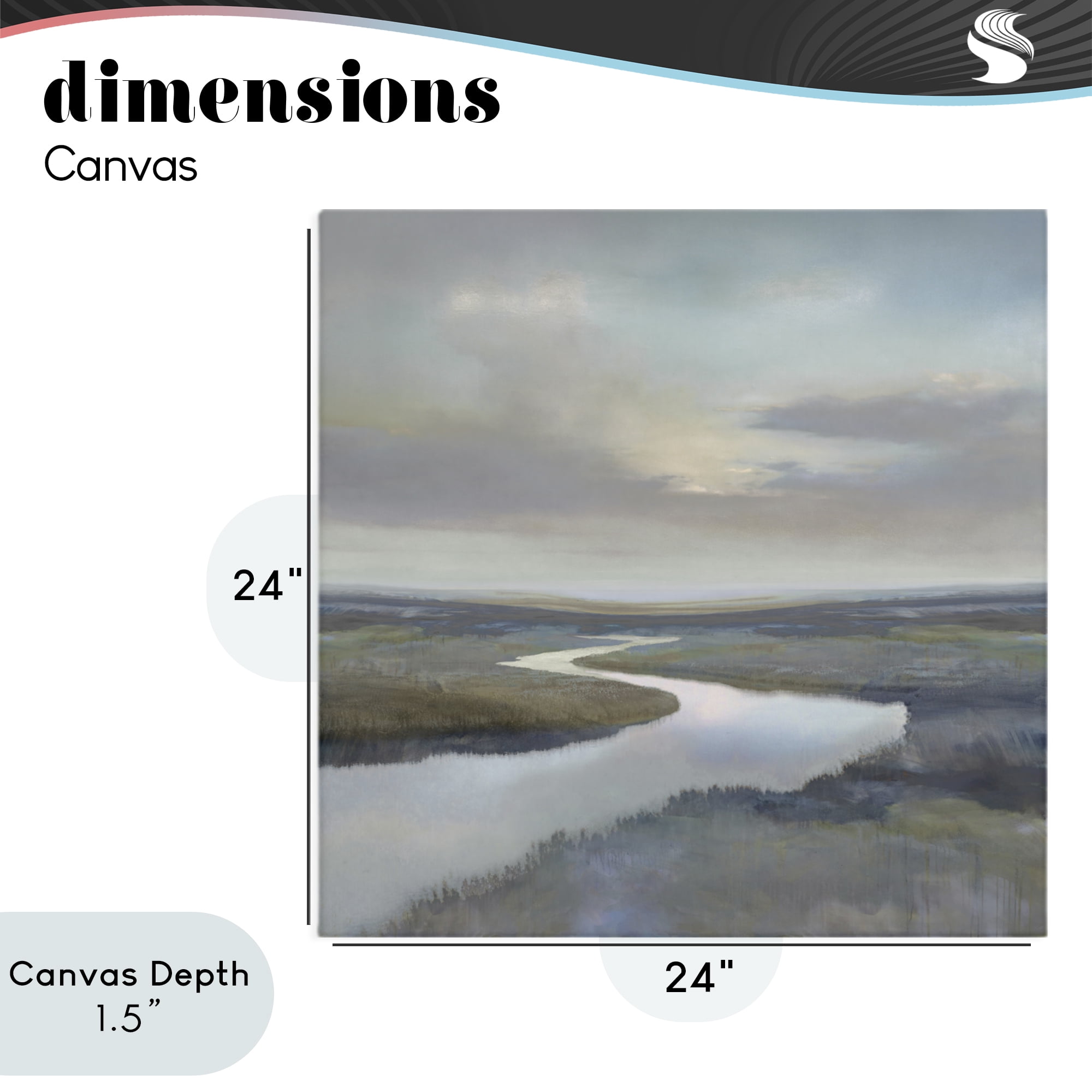 Stupell Industries Calm Riverbend in Greys Canvas Wall Art, design by Christy McKee