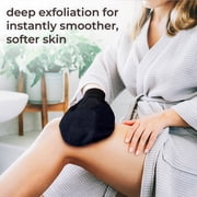 Exfoliating Hammam Glove - Face and Body Exfoliator Mitt Pure Black by Natural Elephant