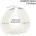thumbnail image 7 of Boho Round Imitation Pearl Choker Necklace - Elegant Multi-Strand Vintage Choker for Bridal Wedding - Crystal Jewels - Silver - 14.5+2.7inch - Lightweight Design - Perfect Jewelry Accessory, 7 of 7